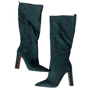 JLO by Jennifer Lopez 10 Krim Black over the Knee Boots Pointed Toe